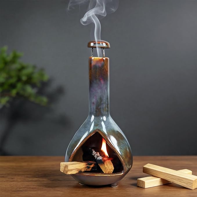 Handmade Ceramic Sage Holder, Mini Chiminea Sage Burning Smudging Bowl