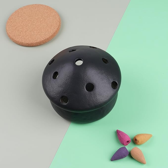 Palo Santo Holder, Mushroom Incense Burner, Incense Cone Holder - Black