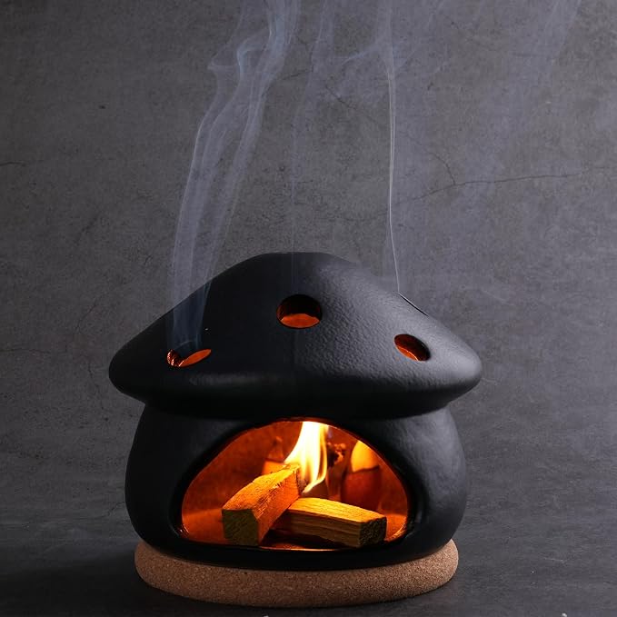 Palo Santo Holder, Mushroom Incense Burner, Incense Cone Holder - Black