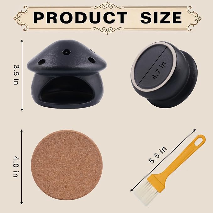 Palo Santo Holder, Mushroom Incense Burner, Incense Cone Holder - Black