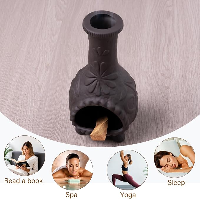 Elegant Handmade Black Palo Santo Holder–Incense Cone Stick Burner