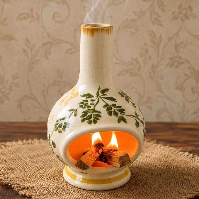 Handmade Ceramic Incense Burner | Palo Santo & Sage Holder with Chimney