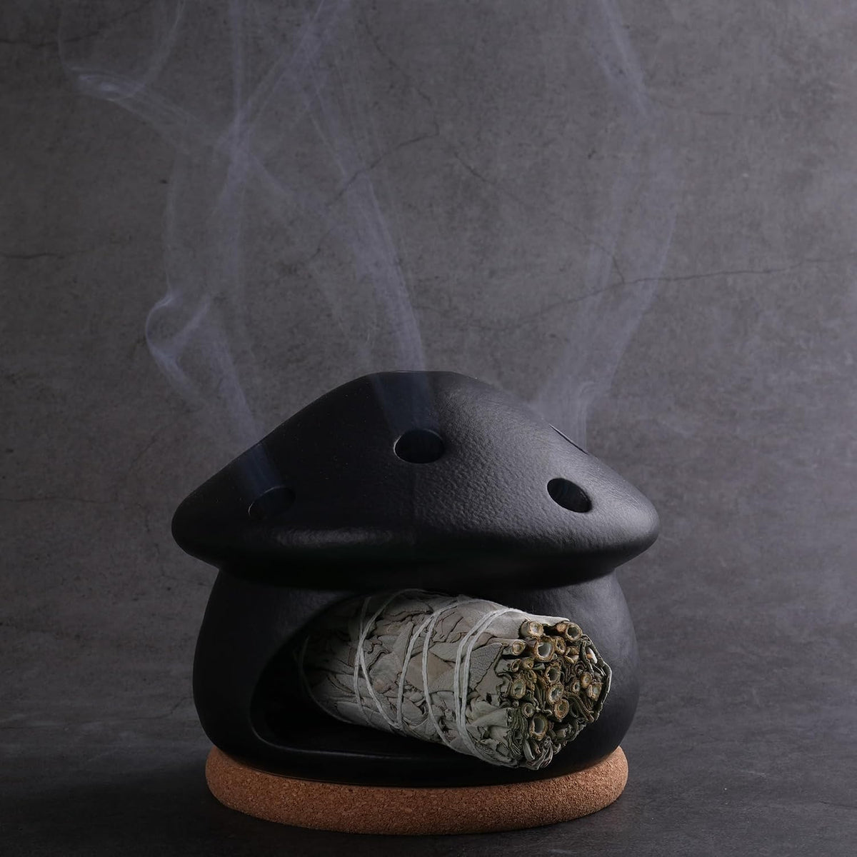 Palo Santo Holder, Mushroom Incense Burner, Incense Cone Holder - Black